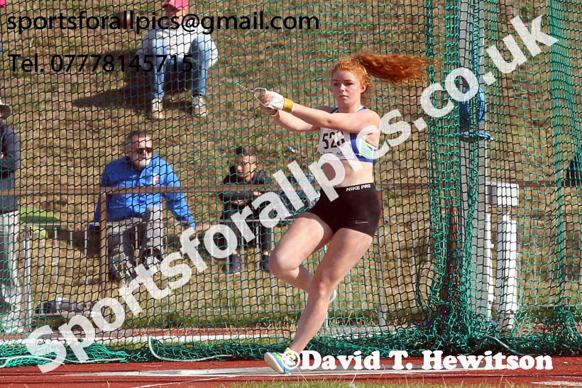 Womens under-17s hammer, 2018 Northern Under-17s/U-15s/U-13s Champs., Wavertree Athletics Centre, Liverpool. Photo: David T. Hewitson/Sports for All Pics